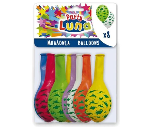 8 dielny set farebných Dinosaurus balónov