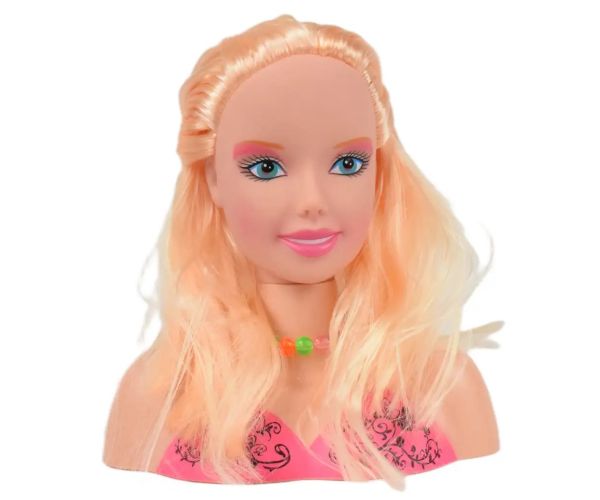 Fashion Girl: Česateľná hlava s blond vlasmi, paletou farieb a príslušenstvom 21cm