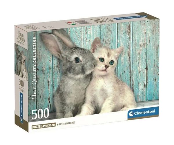 Mačka a zajac priateľstvo HQC 500ks Compact puzzle - Clementoni