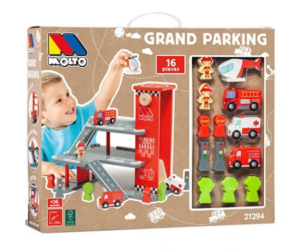 Molto: Nature Grand Parking drevená parkovacia garáž hrací set
