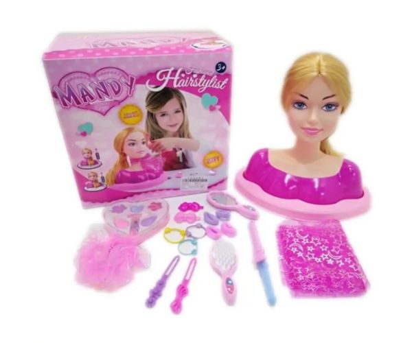 Mandy HairStylist hlava bábiky na česanie a líčenie
