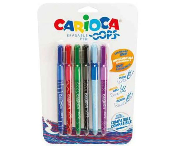 OOPS zmazateľné guľôčkové pero, 6dielny set - Carioca