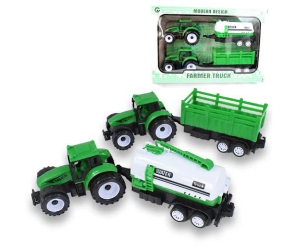 Farm Truck: Dvojdielny zelený set, traktor s prívesom
