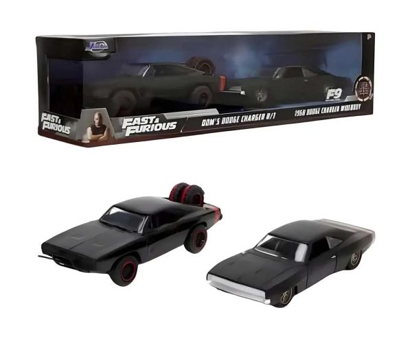 Rýchlo a zbesilo: Dom Toretto Dodge Charger R/T 1970 & Dodge Charger Widebody 1968 kovový autíčko 2ks balenie 1/32 mierka 13cm - Jada Toys