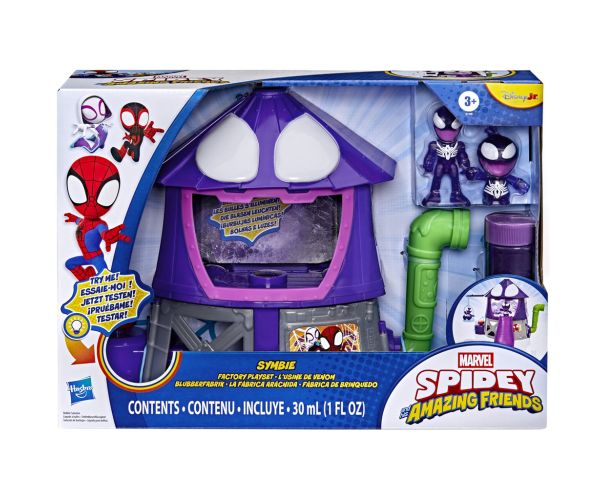 Spidey a jeho úžasní priatelia: Symbie Factory súprava na výrobu bublín s 2 figúrkami – Hasbro