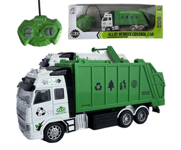 RC auto na prepravu odpadu alebo kontajnerov na diaľkové ovládanie so svetlom 27MHz 1/36 20cm v dvoc
