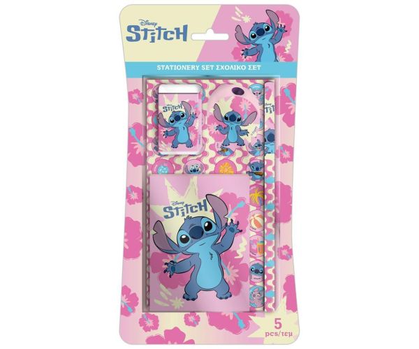 Luna: Disney Stitch 5-dielna ružová sada písacích potrieb