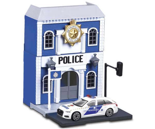 Bburago city - Audi A6 policajné auto a policajná stanica 1 /43