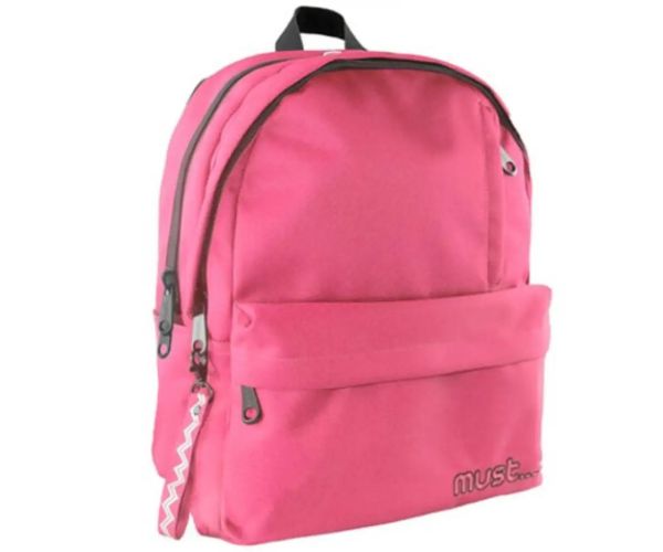 Must: Červená zaoblená školská taška, batoh so 4 priehradkami 32x17x42cm