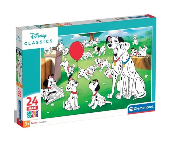 Disney+klasiky: 101 Dalmatíncov 24-dielna maxi supercolor puzzle - Clementoni