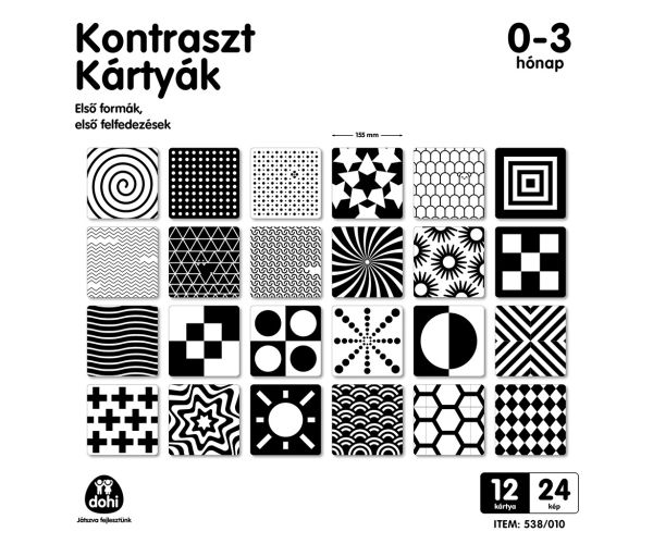 Kontrastné karty pre bábätká 0-3 mesiacov 12ks sada