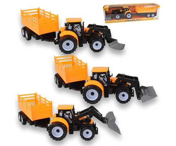 Engineering Truck: Bagrový traktor pracovný stroj s dvojnápravovým prívesom 45 cm