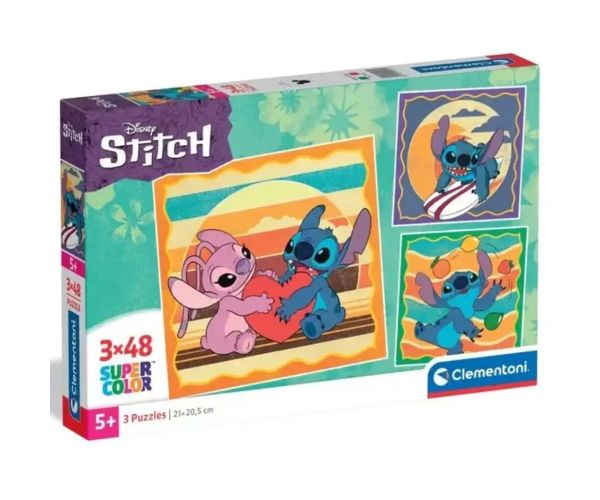 Disney+Stitch a Angel 3x48-dieliková Supercolor puzzle - Clementoni