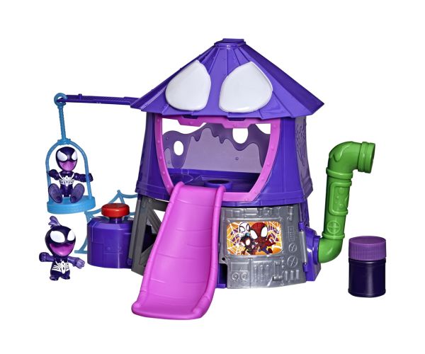 Spidey a jeho úžasní priatelia: Symbie Factory súprava na výrobu bublín s 2 figúrkami – Hasbro