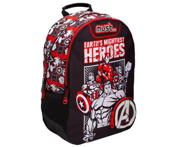 Must: Avengers čierno-červená školská taška, batoh 32x18x43cm