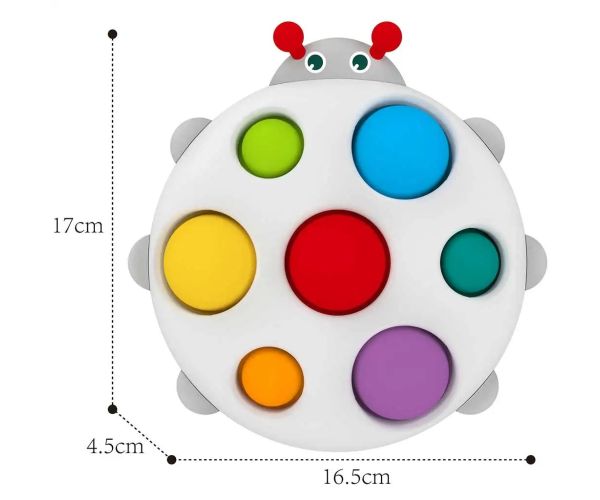 Happy World: Pop it! Ukludňujúci kamarát chrobák hračka na rozvoj zručností pre bábätká