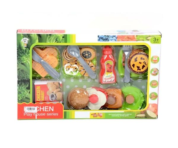 Hamburger s vajíčkom set potravín