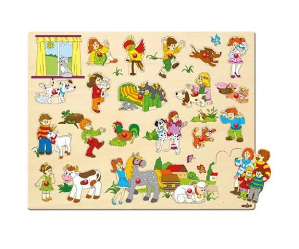 Veľké drevené puzzle s rukoväťou - Woodyland