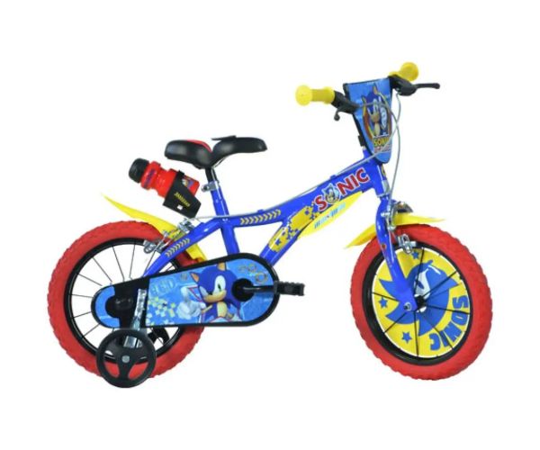 Sonic modro-žltý bicykel vo veľkosti 14