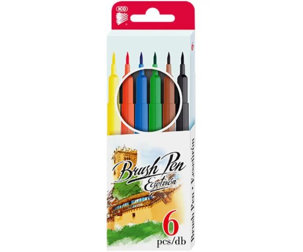 ICO: Brush Pen 6 dielny set štetcových fixiek