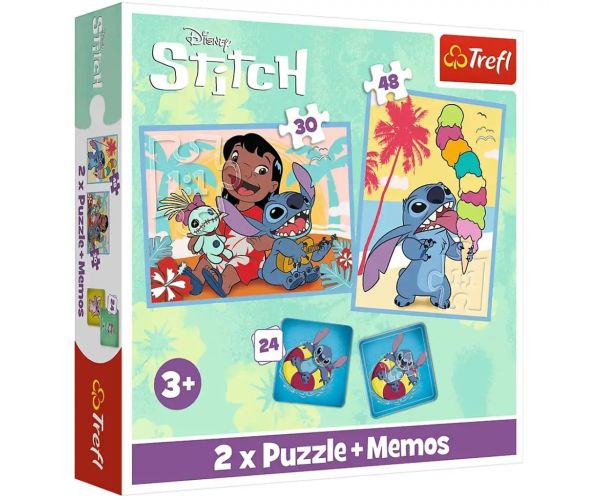 Disney Lilo & Stitch puzzle a pamäťové karty 2 v 1 sada - Trefl