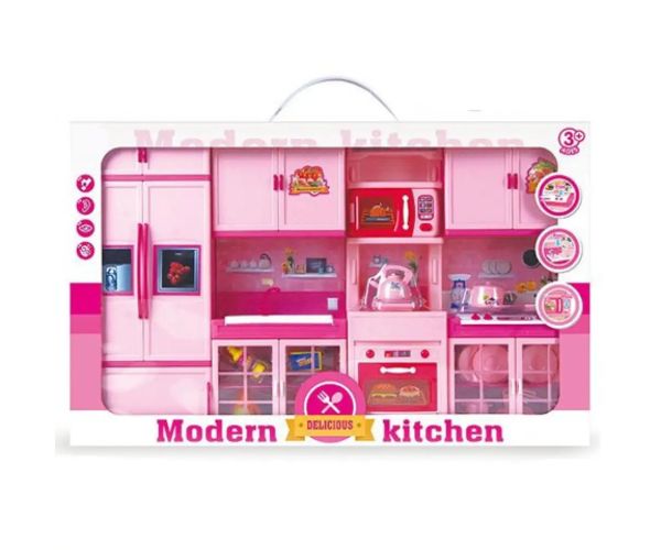 Modern Kitchen ružový kuchynský set s príslušenstvom, so svetlom a zvukom