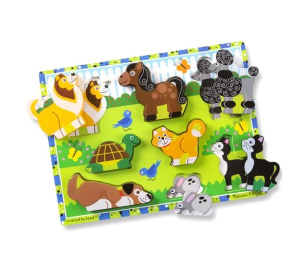 Malé obľúbené hrubé drevené tvarové puzzle s 8 dielikmi - Melissa & Doug
