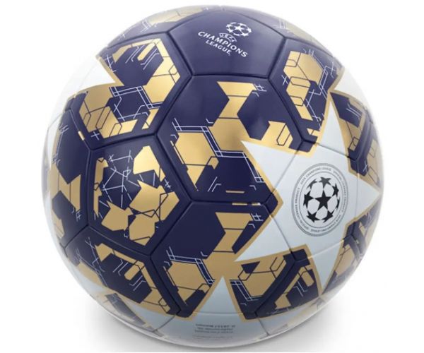 Modro-zlatá futbalová lopta UEFA Champions League vo veľkosti 5 - Mondo Toys