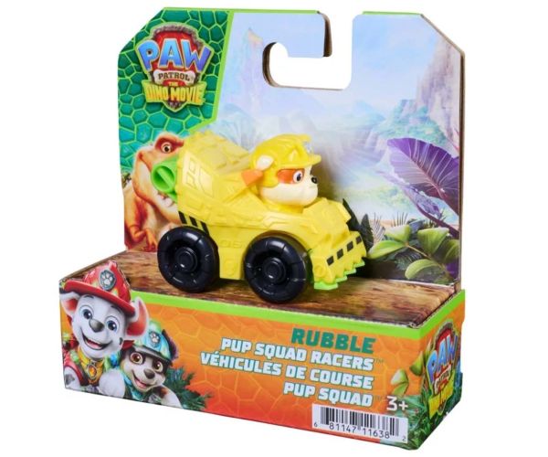 Labková patrola: Dino Movie Rubble mini pretekárske autíčko 6,4 cm - Spin Master