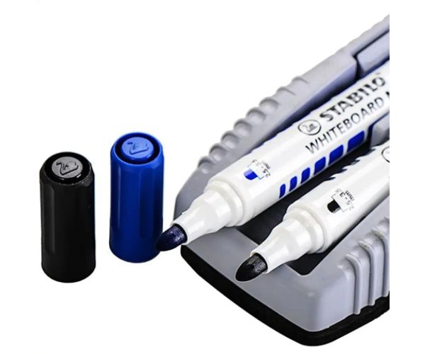 Stabilo: Plan WhiteBoard modrá a čierna fixka na tabuľu + špongia