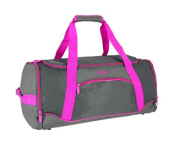 Spirit: Gym športová taška v neónovo-ružovej a sivej farbe 20x51x23cm