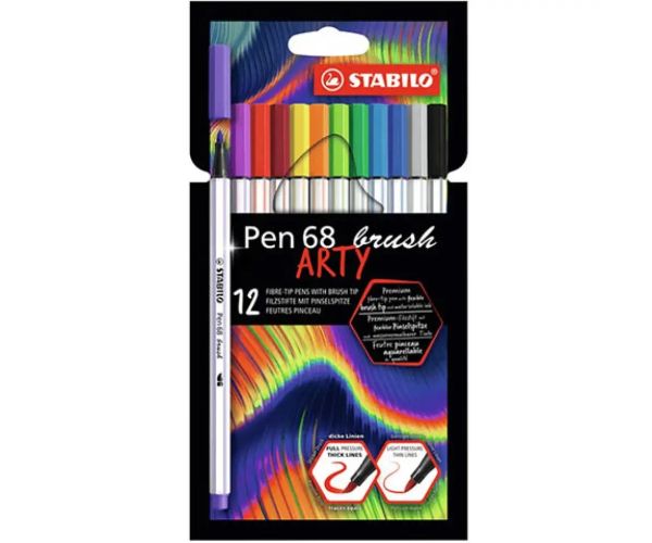 Stabilo: Pen 68 Brush ARTY 12 dielny set štetcových fixiek