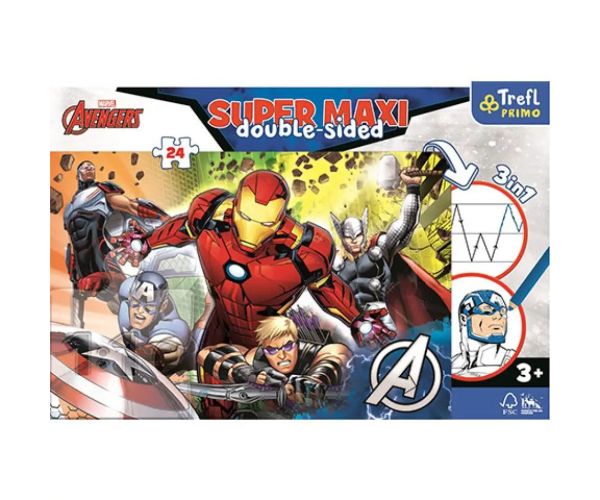 Avengers SuperMaxi obojstranné puzzle 3v1 24ks