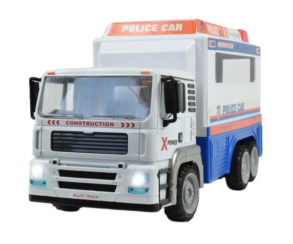 RC Diaľkovo ovládané policajné nákladné auto s kovovým kokpitom a svetelnými efektmi 32cm 27MHz 1/12