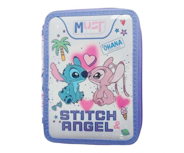 Must: Disney Stitch&Angel poschodový plnený peračník 15x5x21 cm
