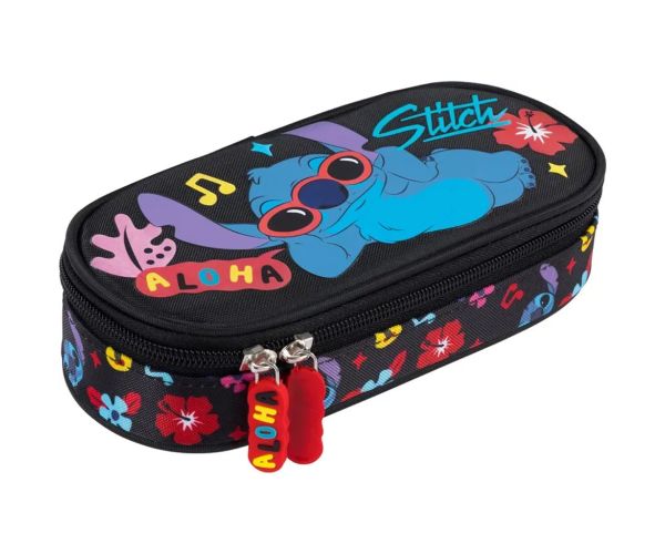Disney Stitch Aloha čierny oválny peračník PC01 23 x 9,5 x 6 cm