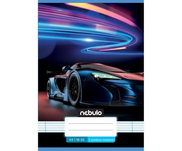 Nebulo: Zošit pre 2. ročník linajkový A5 16-32 s motívom áut