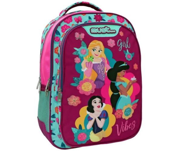 Must: Disney Princess zaoblená ergonomická školská taška batoh 32x18x43cm