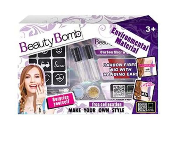Beauty Bomb Tini set sľudového tetovania s farebnou kučerou