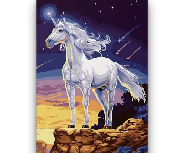 Diamantové puzzle: Snehulienka jednorožec diamantový maliarsky set 10x15cm