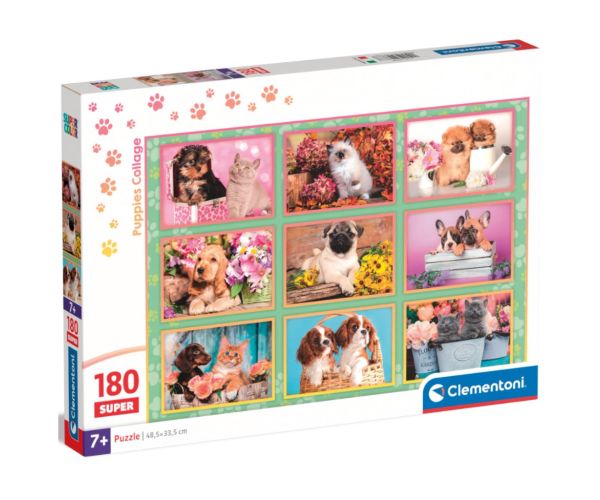 Psy a mačiatka Super puzzle 180 ks - Clementoni