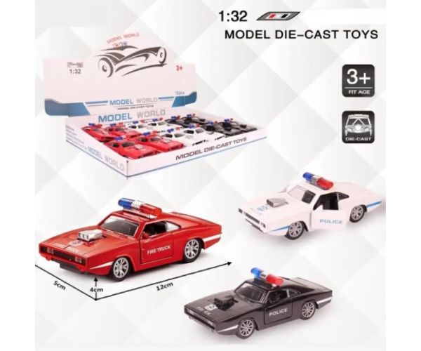 Muscle Car naťahovacie policajné kovové autíčko vo viacerých variantoch 1/32