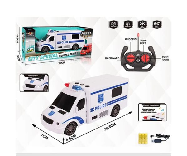 RC Policajný mikrobus na diaľkové ovládanie, so svetlom a zvukom 1:18  20cm