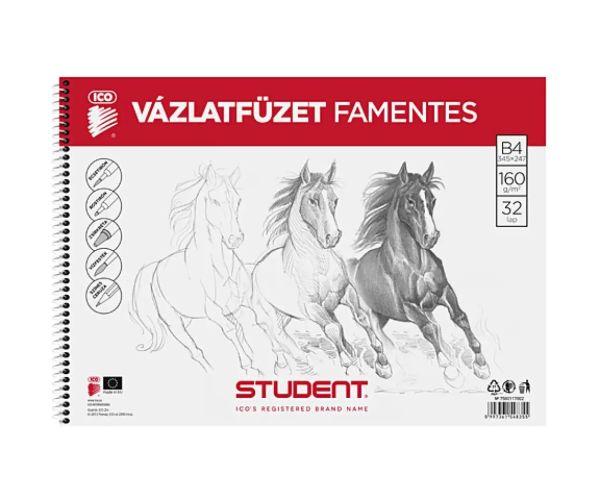 Bezdrevný náčrtník špirálový Student B/4