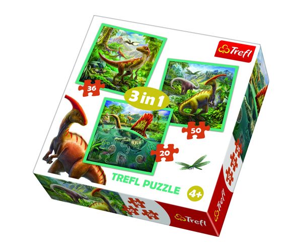 3 az 1-ben dinoszauruszos puzzle szett - Trefl