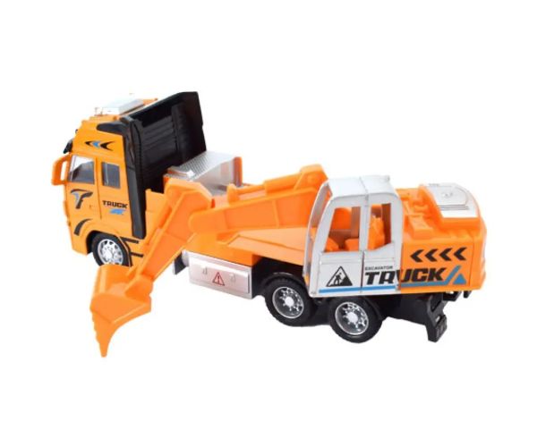 Žlté nákladné auto so žeriavom so svetlom a zvukom 1/38