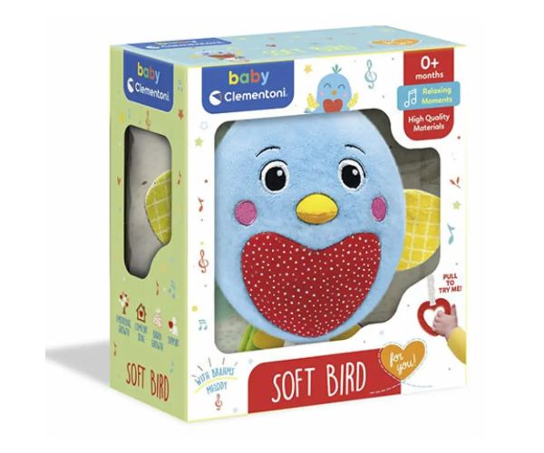 Naťahovací mäkký plyšový vtáčik s hudbou - Clementoni baby