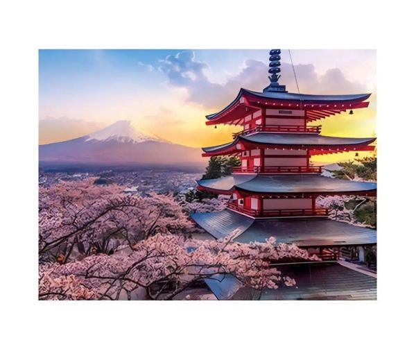 Diamantové puzzle: Japonská pagoda diamantový maliarsky set 30x40cm