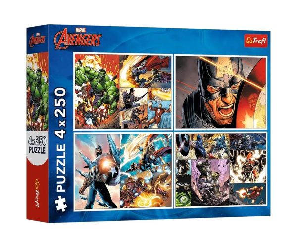 Marvel: Pomstitelia 4x250 ks puzzle - Trefl