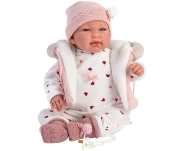 Llorens: Tina 44cm-ová plačúca bábika v ružovej veste